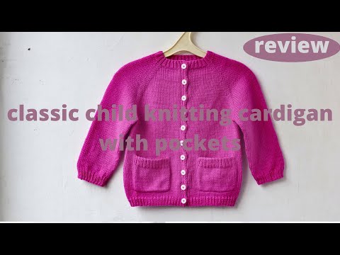 Classic child knitting cardigan with pockets. Knit a kids&#039; sweater. Knitting pattern by SeventhSedge