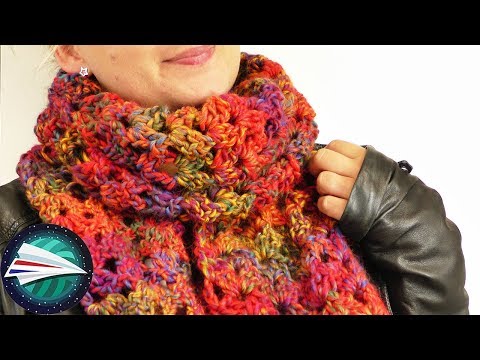Herfstsjaal haken | Superzachte sjaal in mooie herfstkleuren | Netpatroon in stokjes