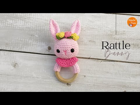How to Crochet a Baby Rattle | Amigurumi Crochet Bunny Teething Toy